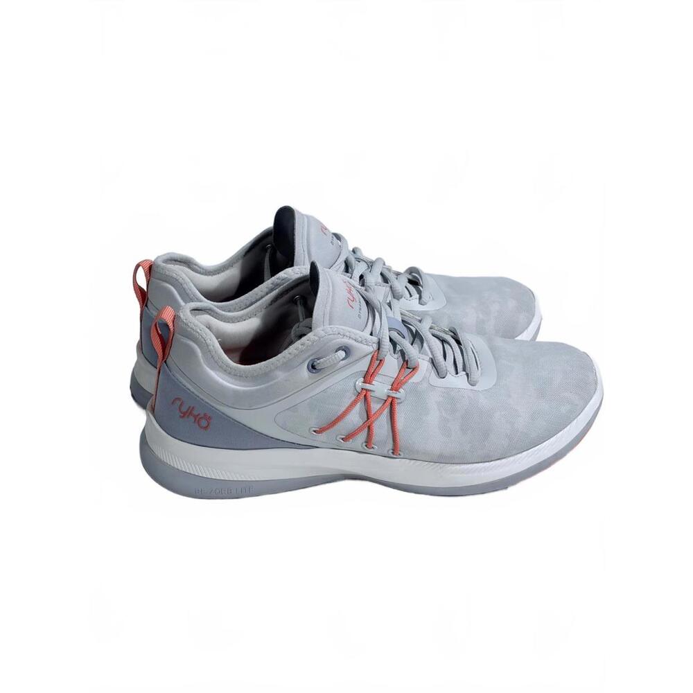 Ryka Dynamic Pro Women’s Training Shoes Nimbus Gray Coral Size 8 Sporty Chic